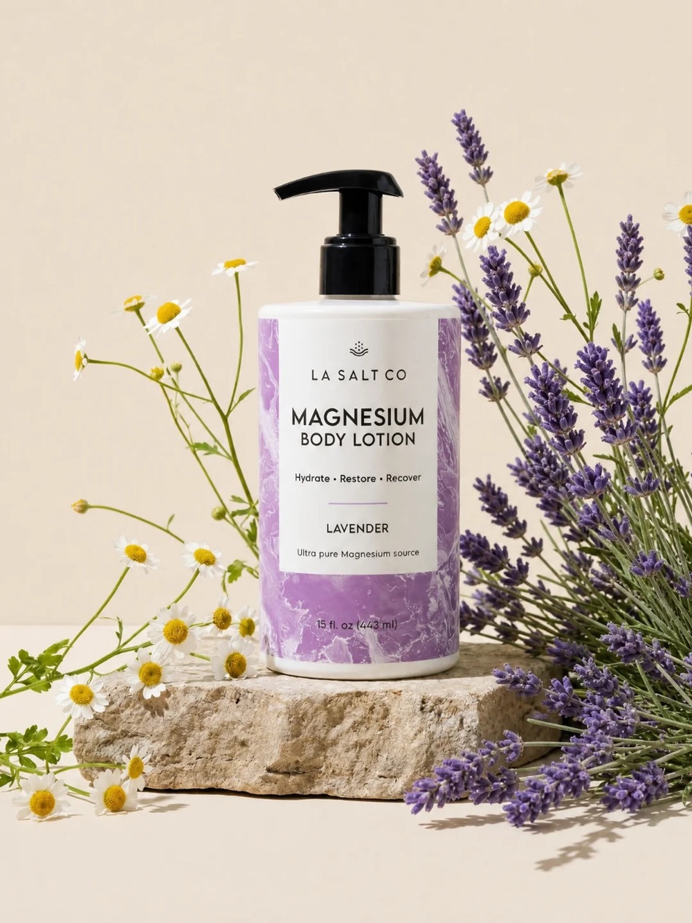 LA SALT CO Magnesium Body Lotion, Scent Lavender, 15 fl oz, New